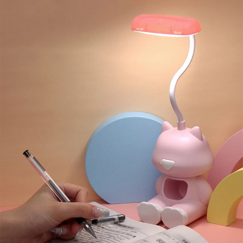 Phone Accessories Baby - 電話ホルダー付きのクリエイティブなLEDデスクランプ,ベッドサイドの色,子供用の調整可能なテーブルランプ,学生の部屋,キュートで柔軟な常夜灯