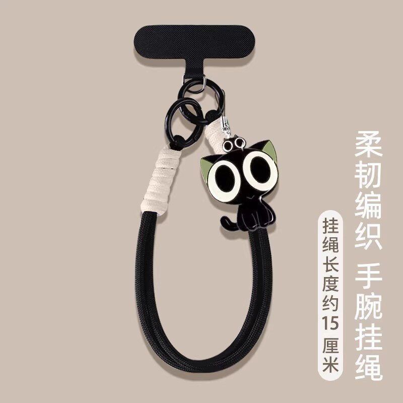 Phone Accessories In China - スタイリッシュな黒猫をモチーフにした盗難防止・落下防止機能付きの携帯電話用ハングルで、携帯電話のリストアクセサリーとして装着できます。