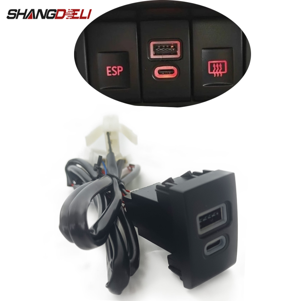 Phone Accessories Types - 1PC 車の充電器ソケット QC3.0 デュアル PD タイプ