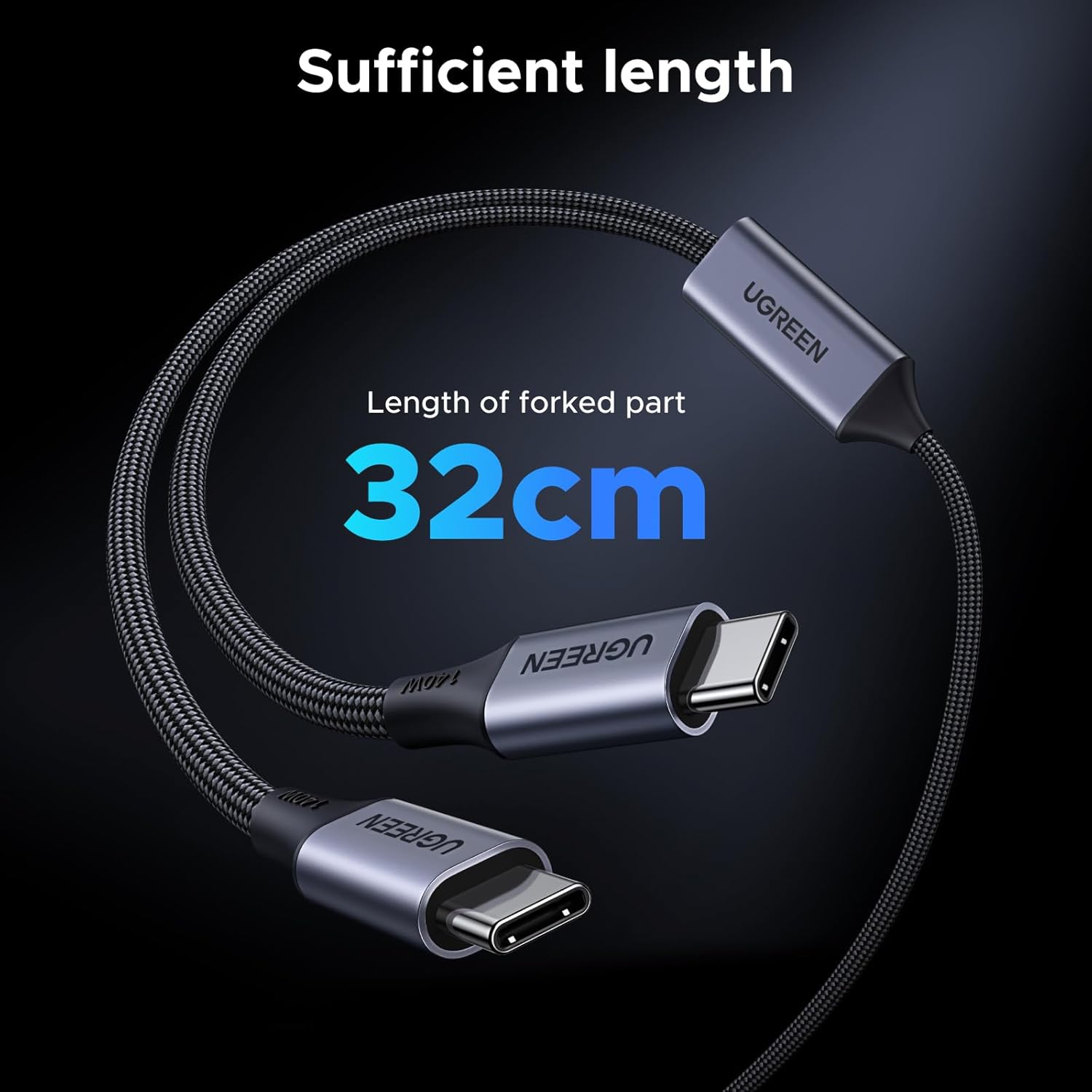 Fast Charging Cable - UGREEN 140W USB Cケーブル、5フィート 2-in-1 USB
