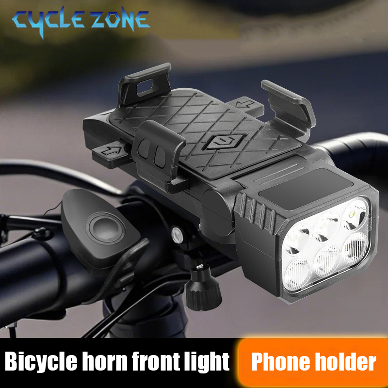 Phone Zone Accessories - 自転車フロントライト ホーン&電話ホルダー付き サイクリング自転車ヘッドライト 多機能電話ホルダーランプ サイクリングアクセサリー