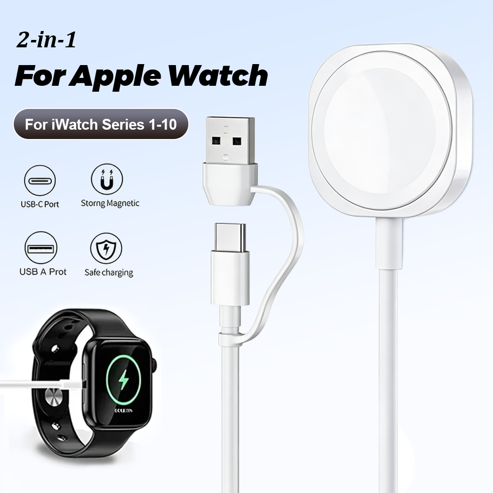 Fast Charging Cable - 2in1 マグネット式ワイヤレスUSB A急速充電器 タイプC充電ケーブル Apple Watchシリーズ11