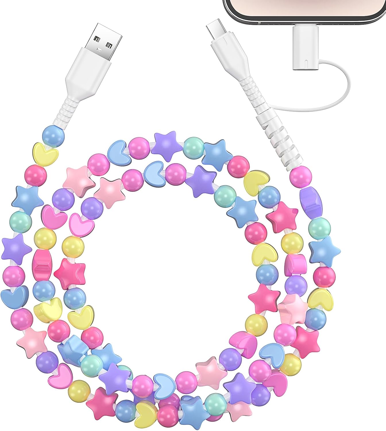 Fast Charging Cable - ビーズ充電コード、充電ケーブル USB A to USB C