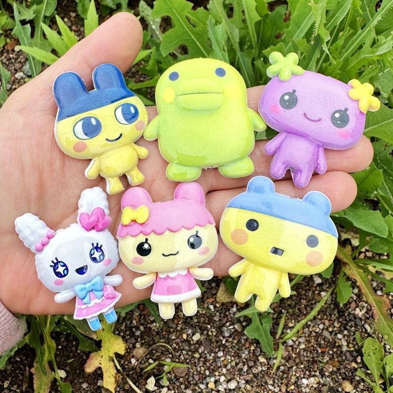 Phone Accessories Jewelry - 45mm漫画たまごっち両面印刷中空ビーズ、携帯電話バッグチェーンDIY手作りジュエリー材料