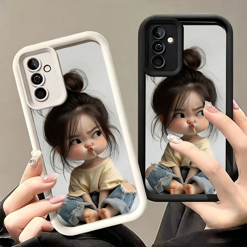 Phone Accessories For Girls - ミートボールヘッドガールシリコン耐衝撃スマホケース Samsung Galaxy S26 S25 S24