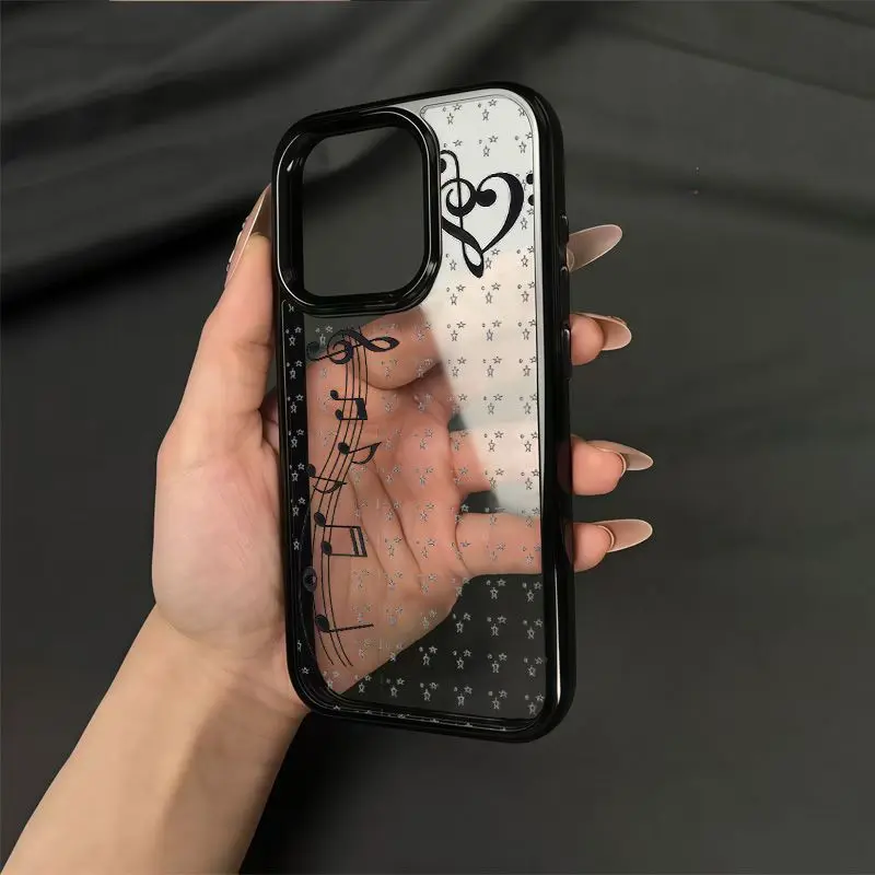 Phone Accessories For Girls - 新しい可愛いINS風漫画ガール音符星柄スマホケース iPhone 17 16 15 14