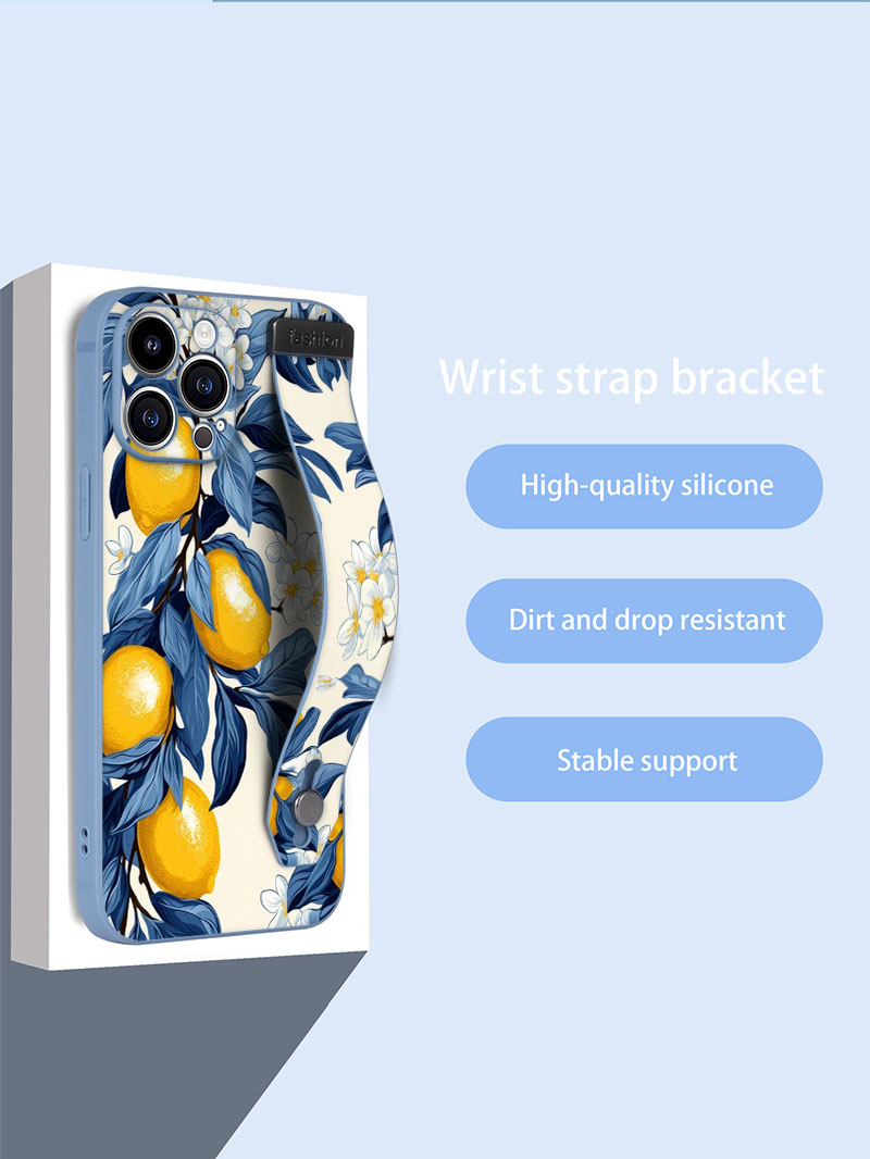 Phone Accessories Quotes - フルーツレモンカラフルスターフラワーアート柄リストストラップ付きスマホケース iPhone 17 16 15 14