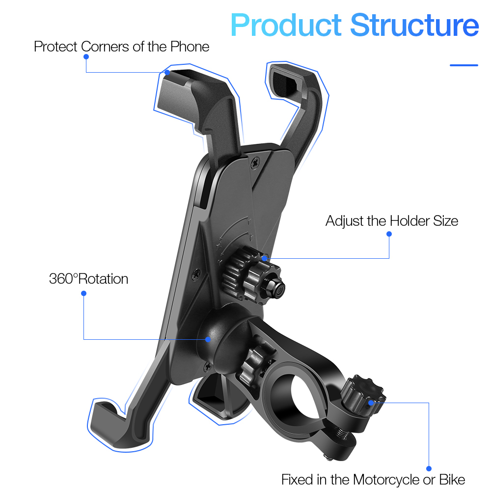 360 °   調整可能な自転車電話マウントユニバーサル自転 - Phone Zone Accessories のレビューと価格