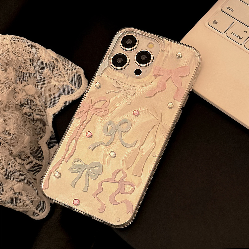 韓国のカラフルな蝶結びダイヤモンドステッカー付きiPhone - Phone Accessories Quotes のレビューと価格