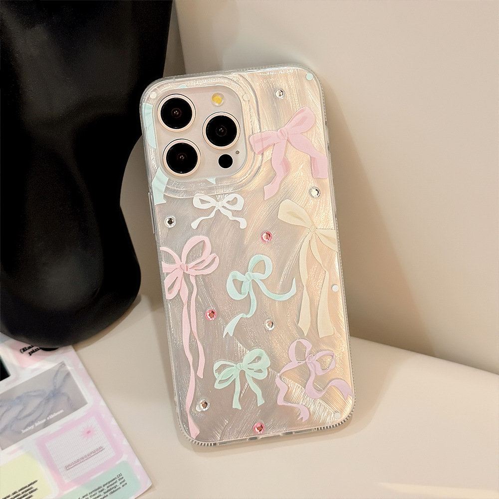 韓国のカラフルな蝶結びダイヤモンドステッカー付きiPhone - Phone Accessories Quotes のレビューと価格