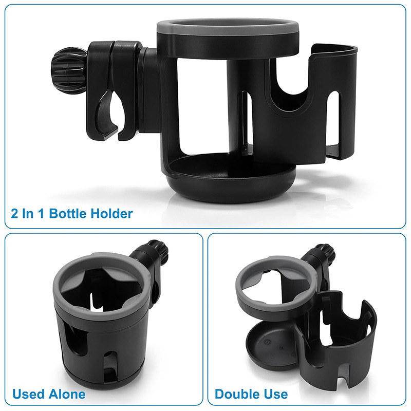 ベビーカーカップホルダー 2 in1 調節可能なミルクボトル - Phone Accessories Baby のレビューと価格