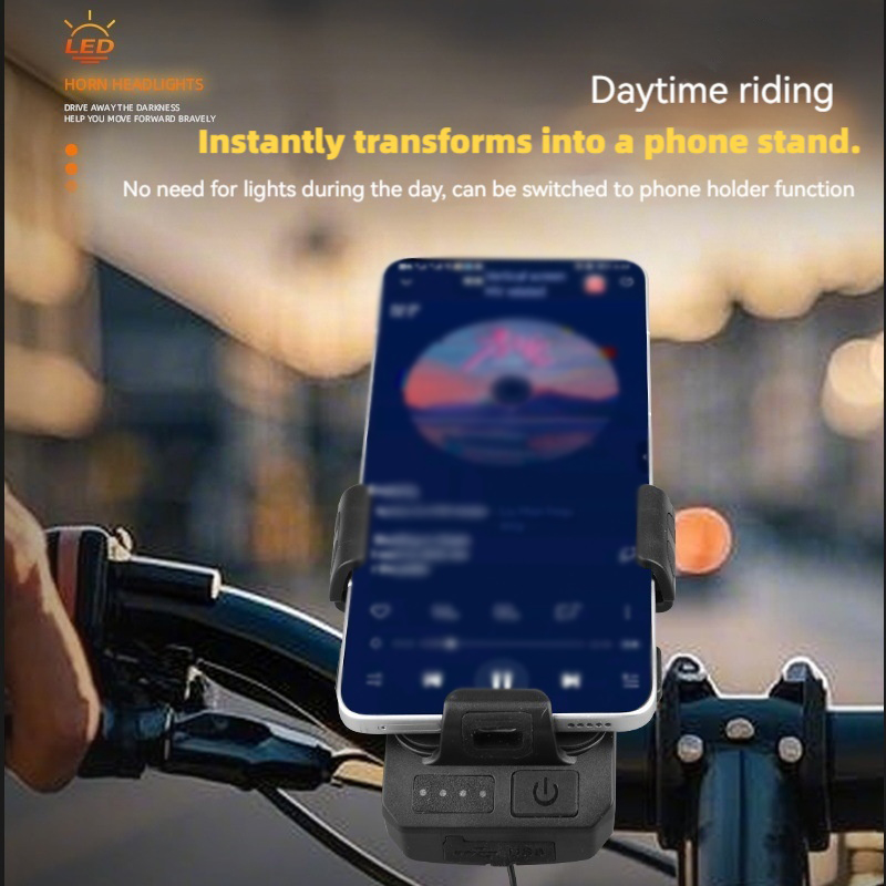 自転車フロントライト ホーン&電話ホルダー付き サイクリング - Phone Zone Accessories のレビューと価格