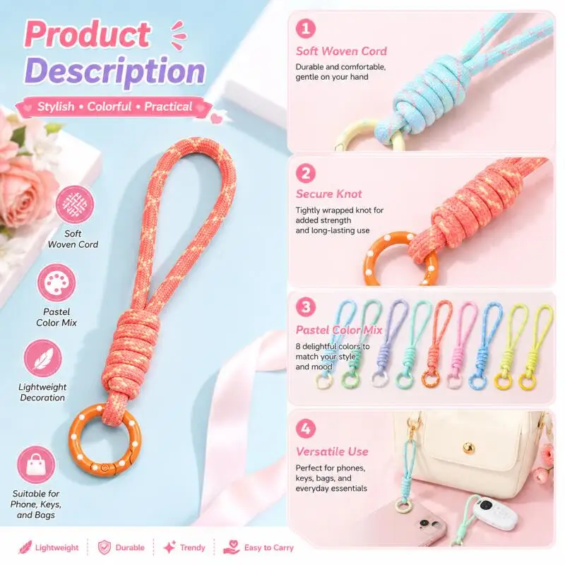 手織りキーホルダー 携帯電話ストラップ 紛失防止結び目ロープ - Phone Accessories Jewelry のレビューと価格