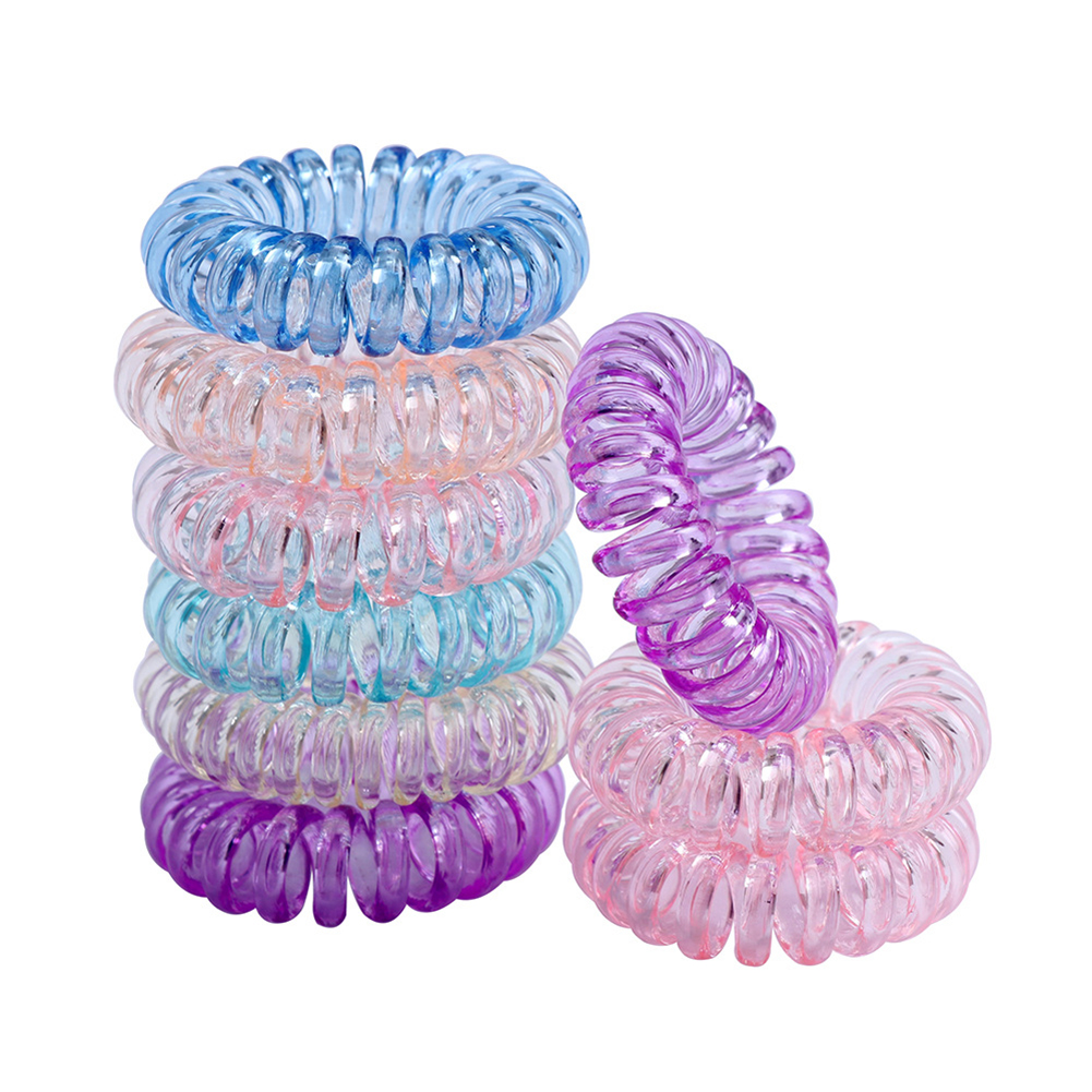 女性用透明スパイラルヘアタイ,電話コードシュシュ,シンプルな - Phone Accessories In China のレビューと価格