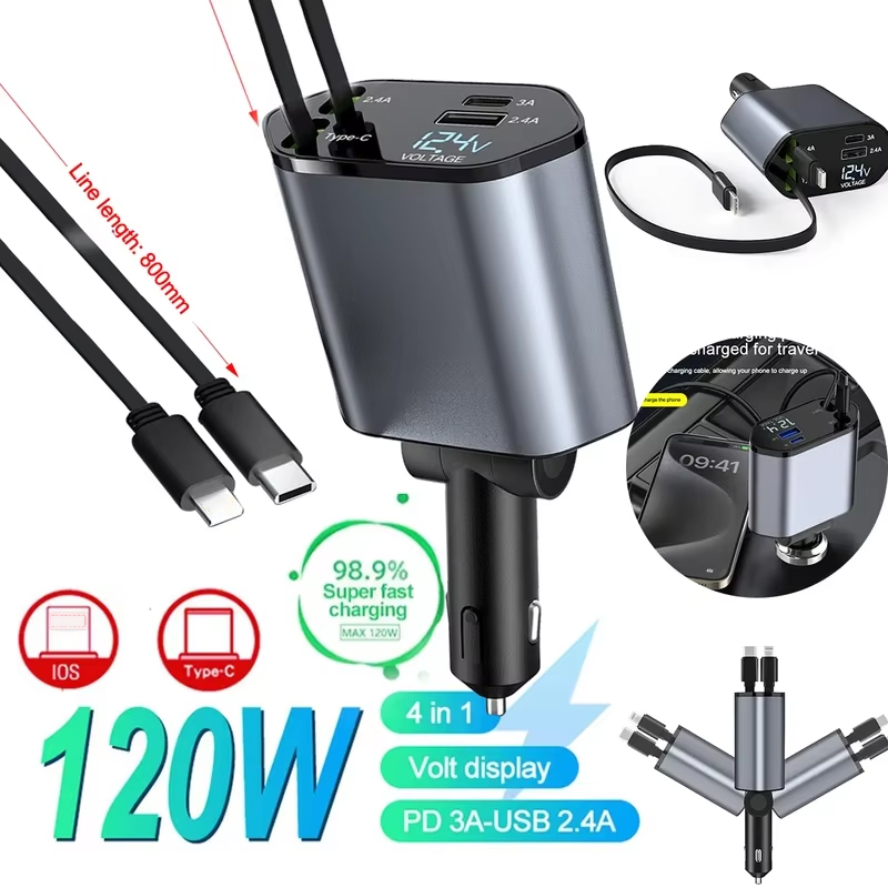 IPhone,Huawei, Samsung用の格納式カーチ - Fast Charging Cable のレビューと価格