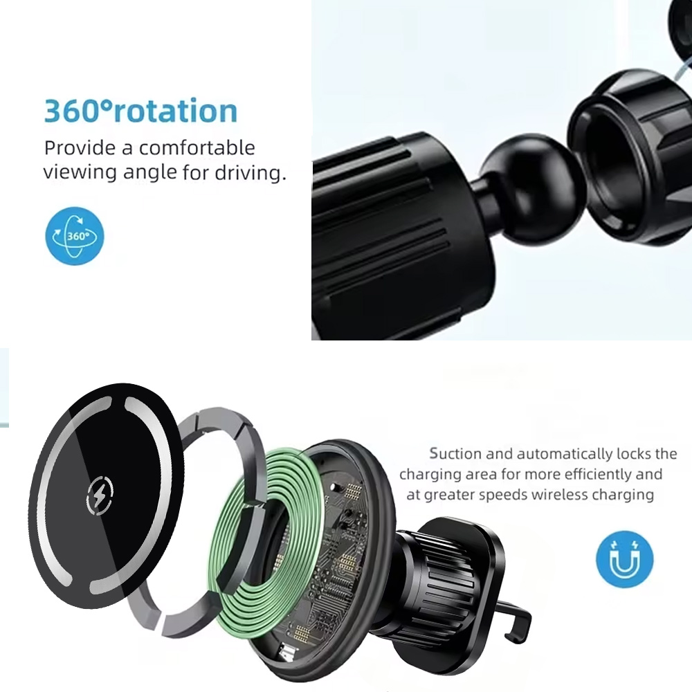 LEDワイヤレス充電器 磁気式車載ホルダー iPhone 1 - Phone Accessories Types のレビューと価格
