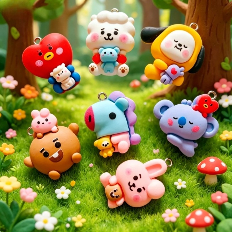 7 個 BT21 樹脂漫画チャーム DIY アクセサリークラ - Phone Accessories Jewelry のレビューと価格