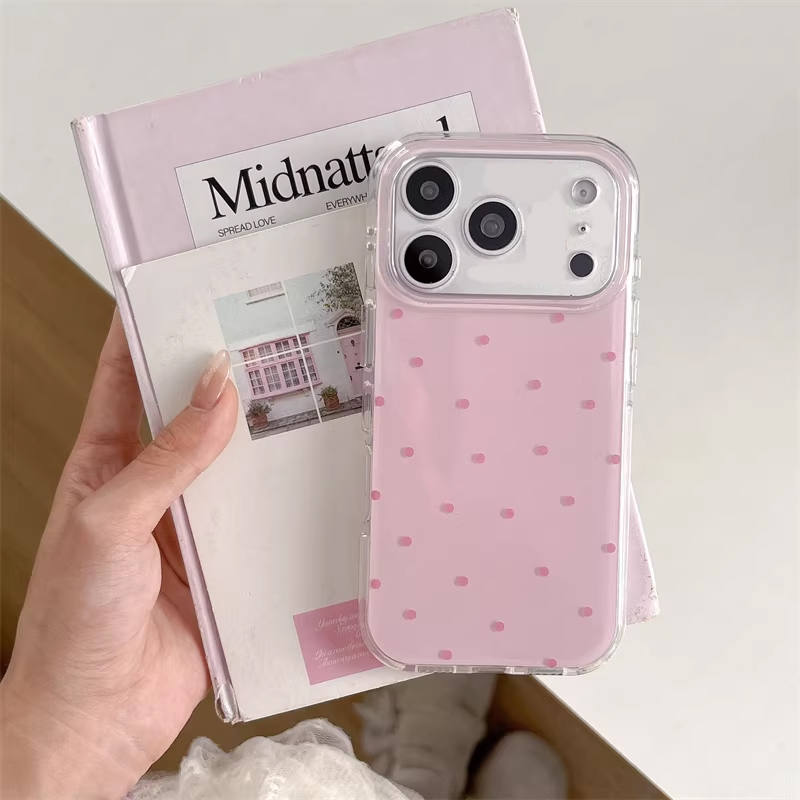 韓国風 シンプル ブルー ピンク 水玉模様 漫画風 スマホケ - Phone Accessories For Girls のレビューと価格