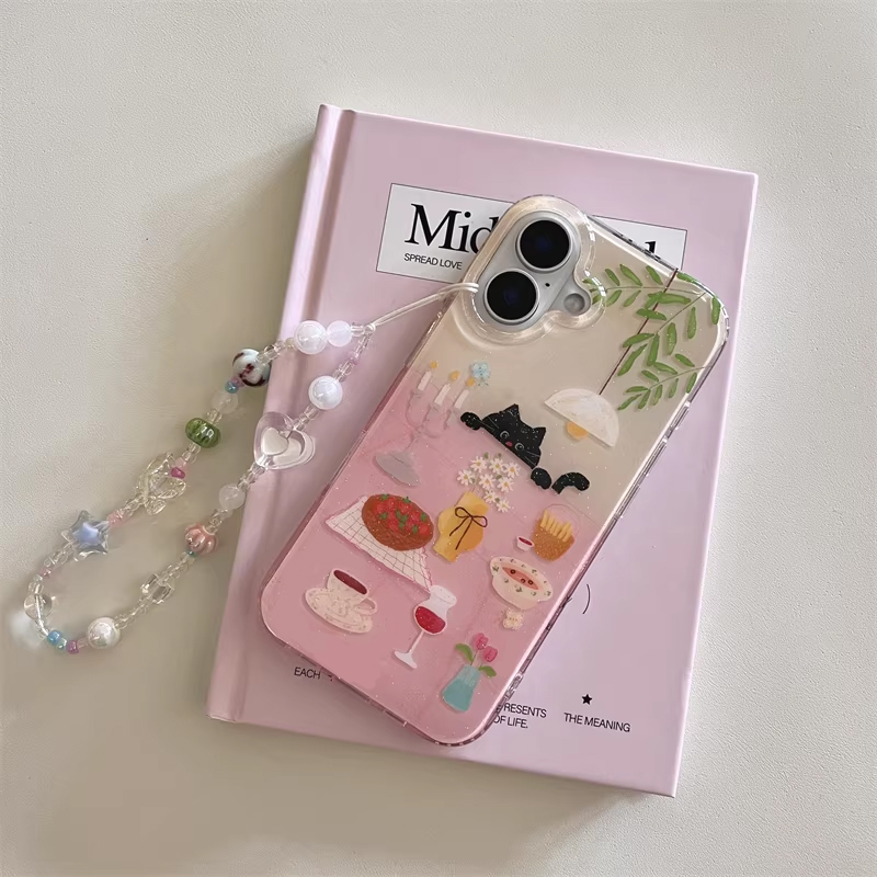 インスタ映え可愛いダイニングテーブルと小さな黒猫の漫画風スマ - Phone Accessories For Girls のレビューと価格