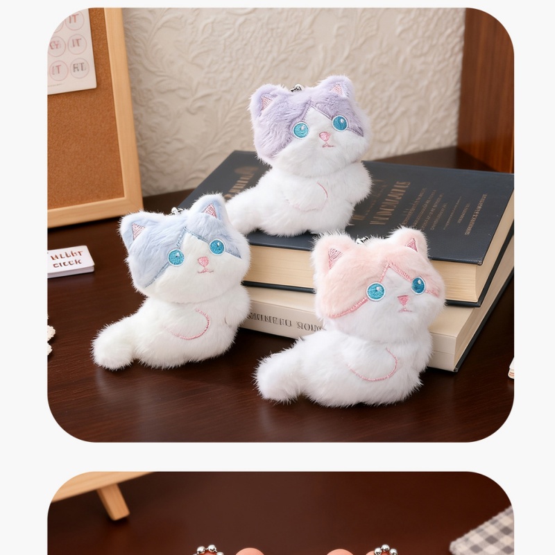   かわいい三毛猫のぬいぐるみキーホルダー、バッグチャーム、 - Phone Accessories In China のレビューと価格