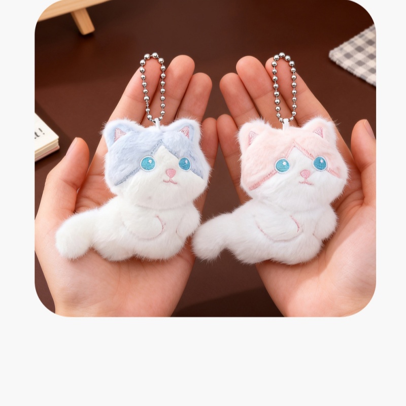   かわいい三毛猫のぬいぐるみキーホルダー、バッグチャーム、 - Phone Accessories In China のレビューと価格