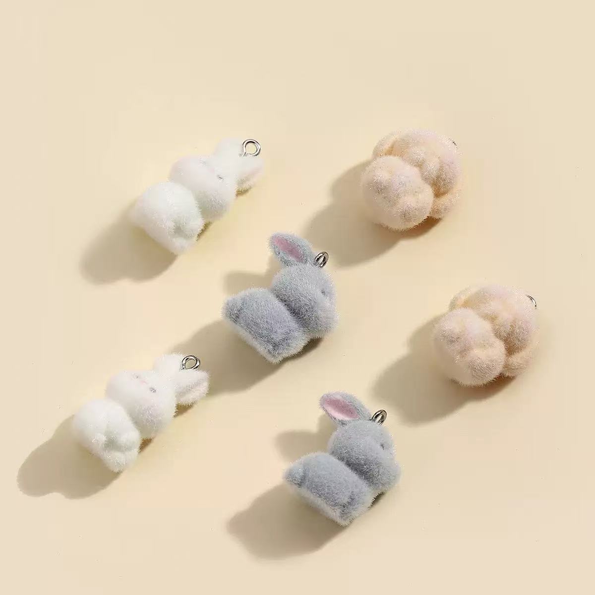 10個入り フロッキング加工 小さなウサギ レジンチャーム  - Phone Accessories Jewelry のレビューと価格